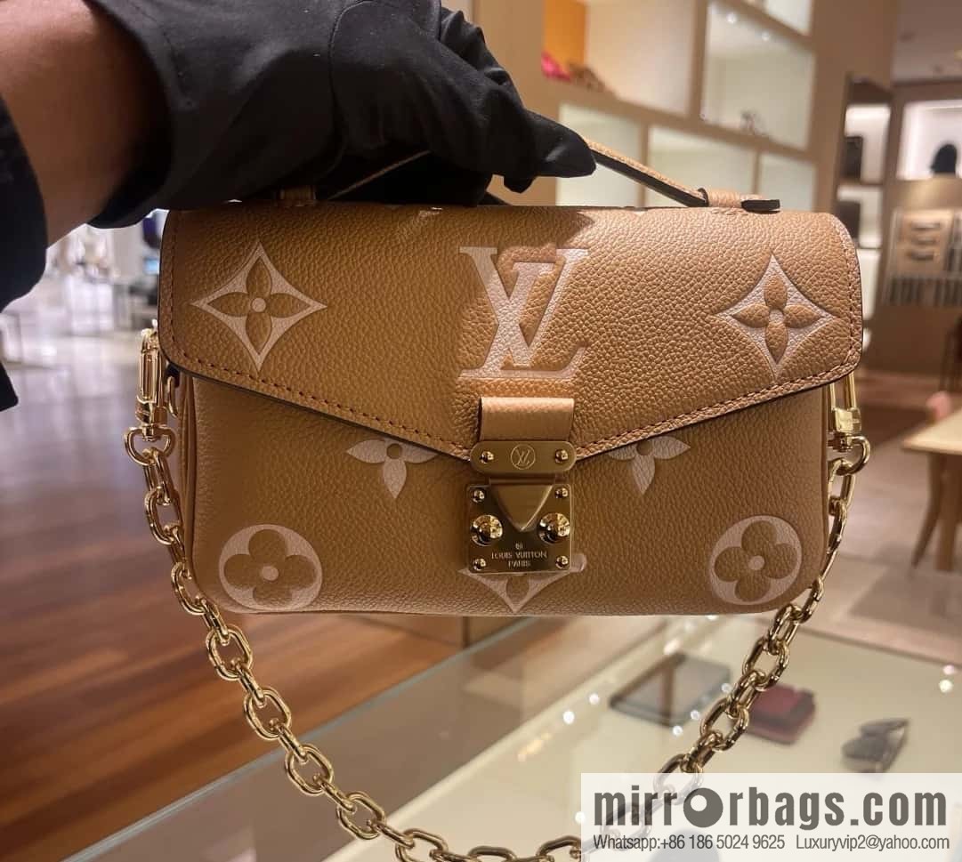 [Boutique‑grade] M12735 light brown, full leather chain bag messenger bag series M46595 This Pochette Métis East West handbag