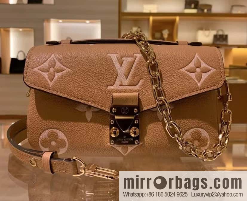 [Boutique‑grade] M12735 light brown, full leather chain bag messenger bag series M46595 This Pochette Métis East West handbag