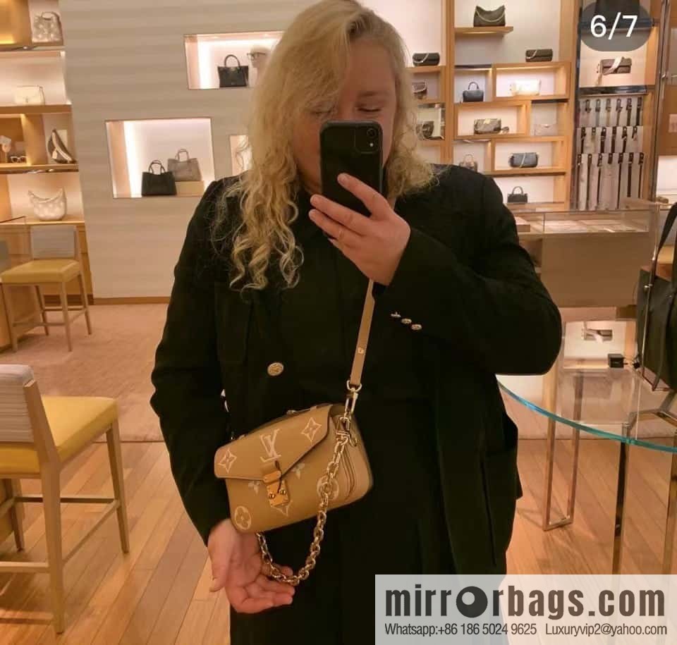 [Boutique‑grade] M12735 light brown, full leather chain bag messenger bag series M46595 This Pochette Métis East West handbag