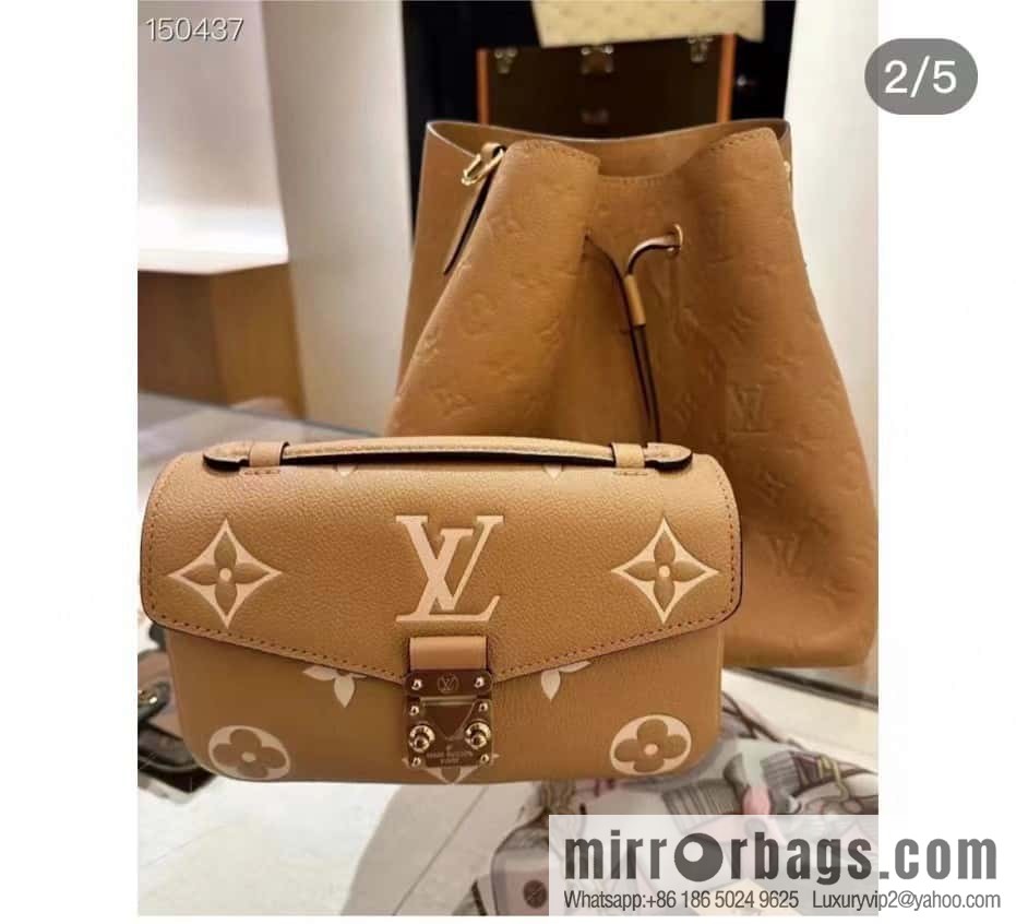 [Boutique‑grade] M12735 light brown, full leather chain bag messenger bag series M46595 This Pochette Métis East West handbag