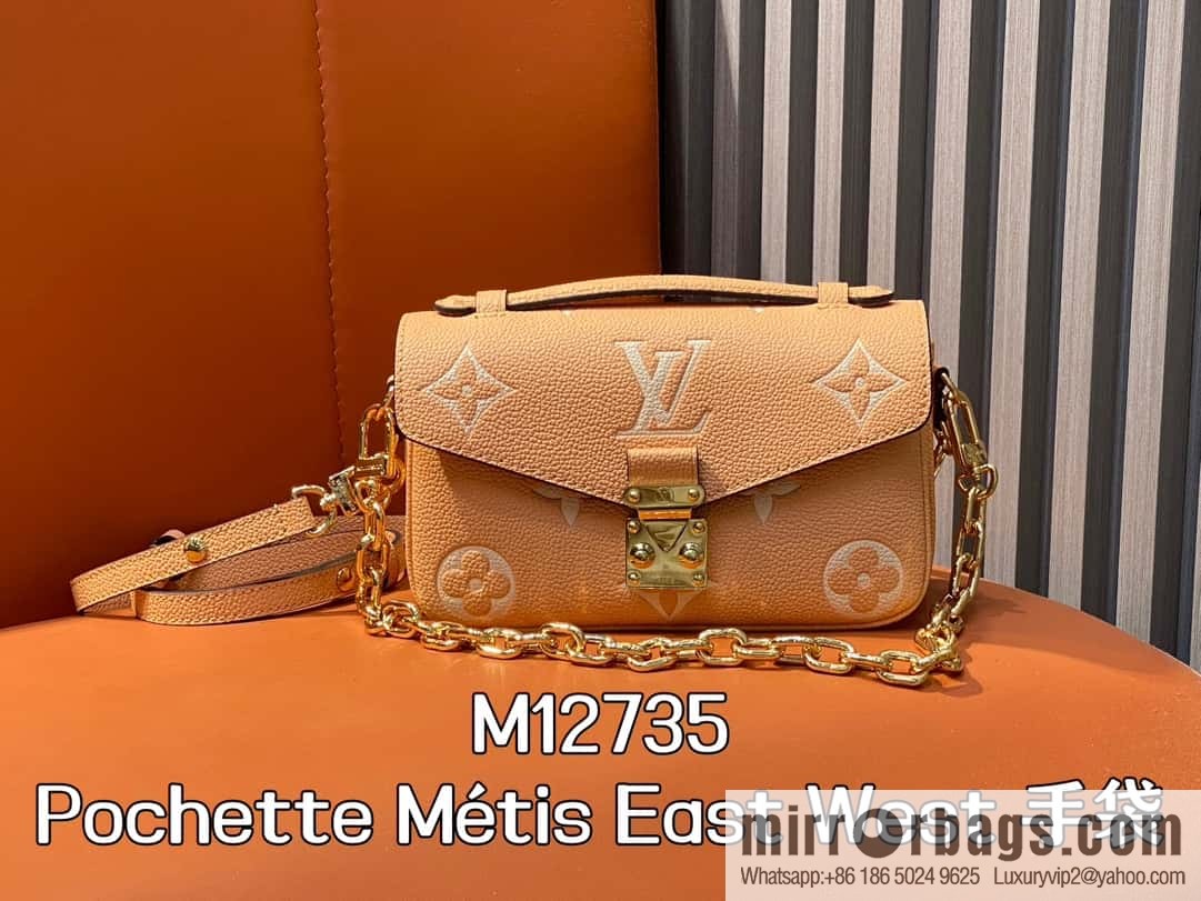 [Boutique‑grade] M12735 light brown, full leather chain bag messenger bag series M46595 This Pochette Métis East West handbag