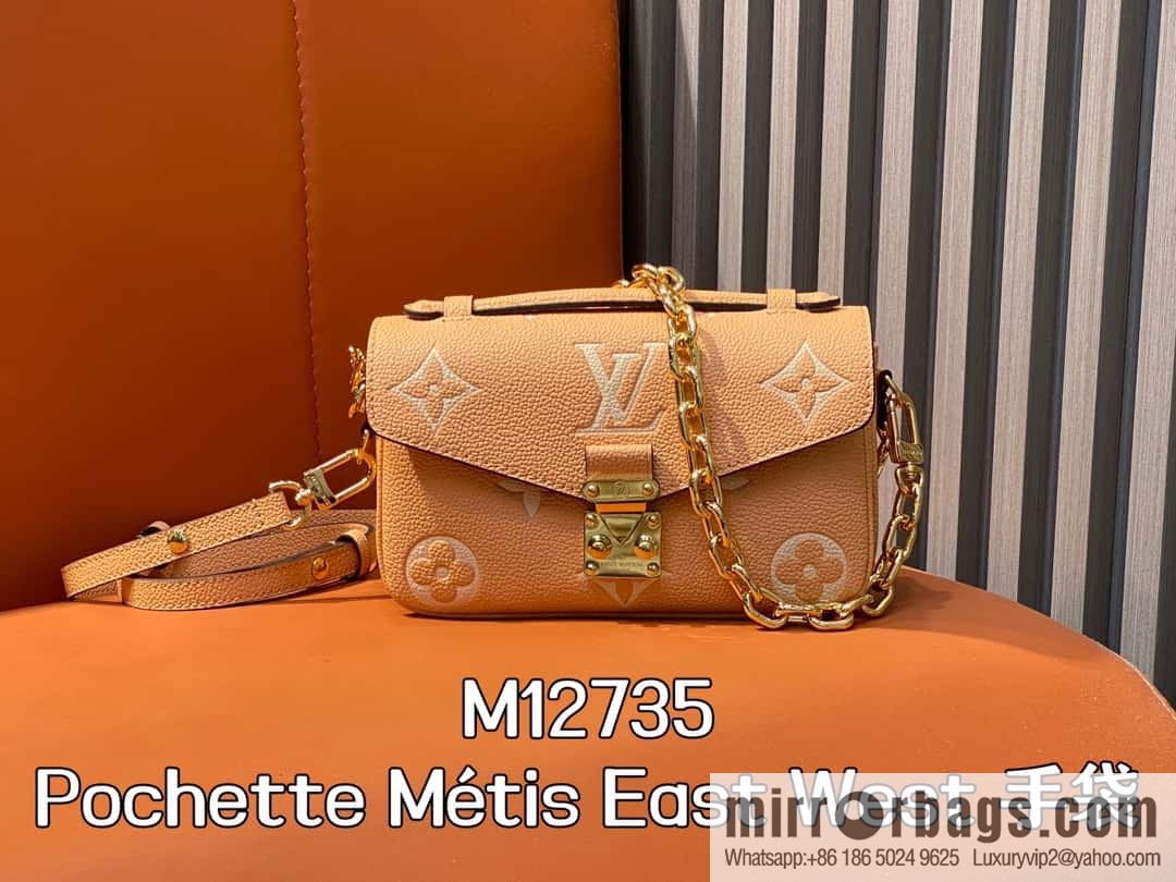 [Boutique‑grade] M12735 light brown, full leather chain bag messenger bag series M46595 This Pochette Métis East West handbag