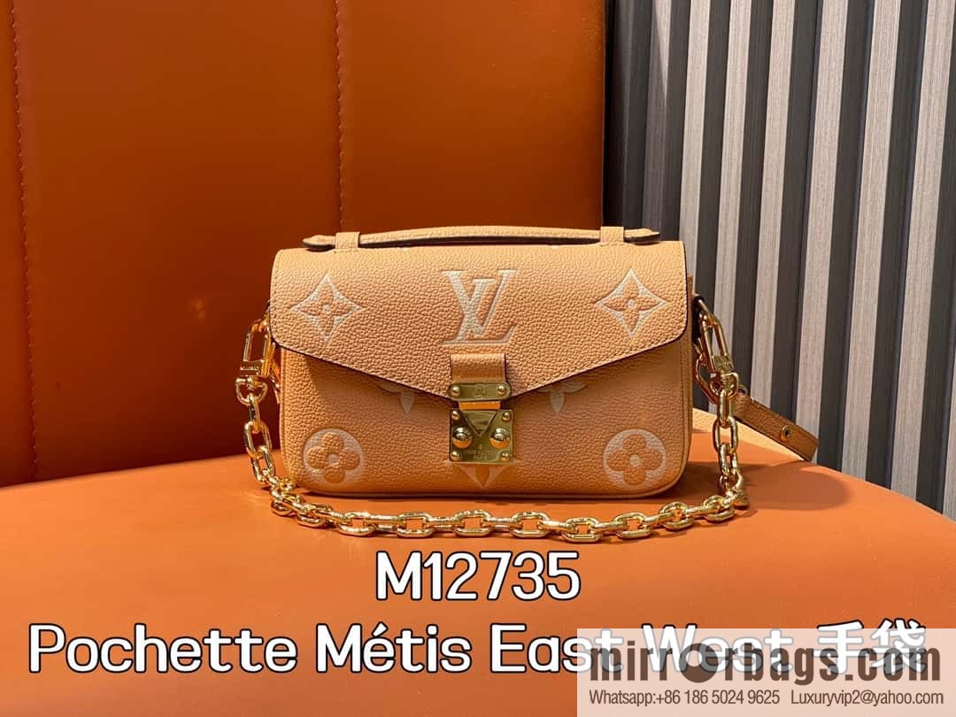 [Boutique‑grade] M12735 light brown, full leather chain bag messenger bag series M46595 This Pochette Métis East West handbag
