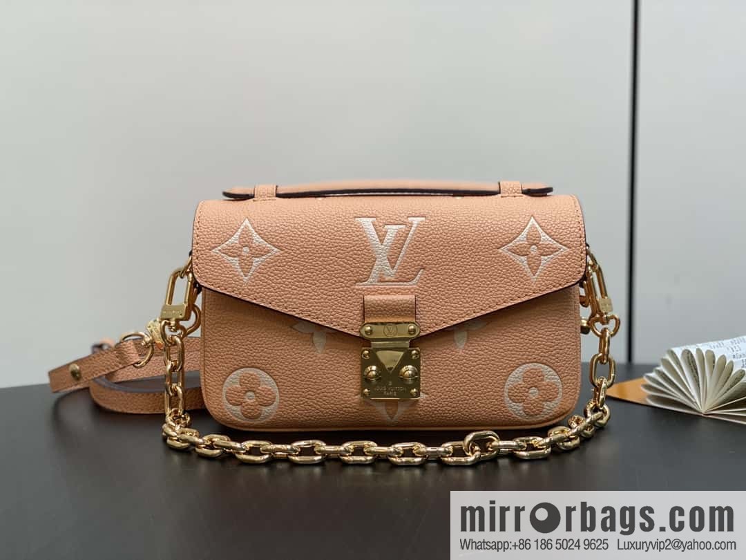 [Boutique‑grade] M12735 light brown, full leather chain bag messenger bag series M46595 This Pochette Métis East West handbag