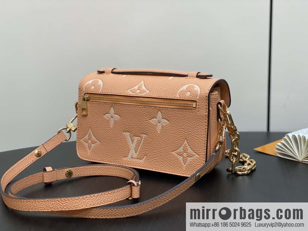 [Boutique‑grade] M12735 light brown, full leather chain bag messenger bag series M46595 This Pochette Métis East West handbag