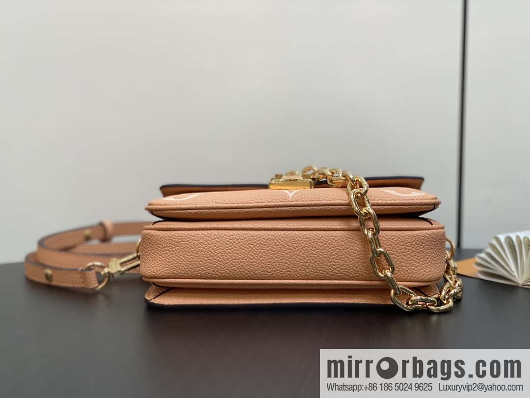 [Boutique‑grade] M12735 light brown, full leather chain bag messenger bag series M46595 This Pochette Métis East West handbag