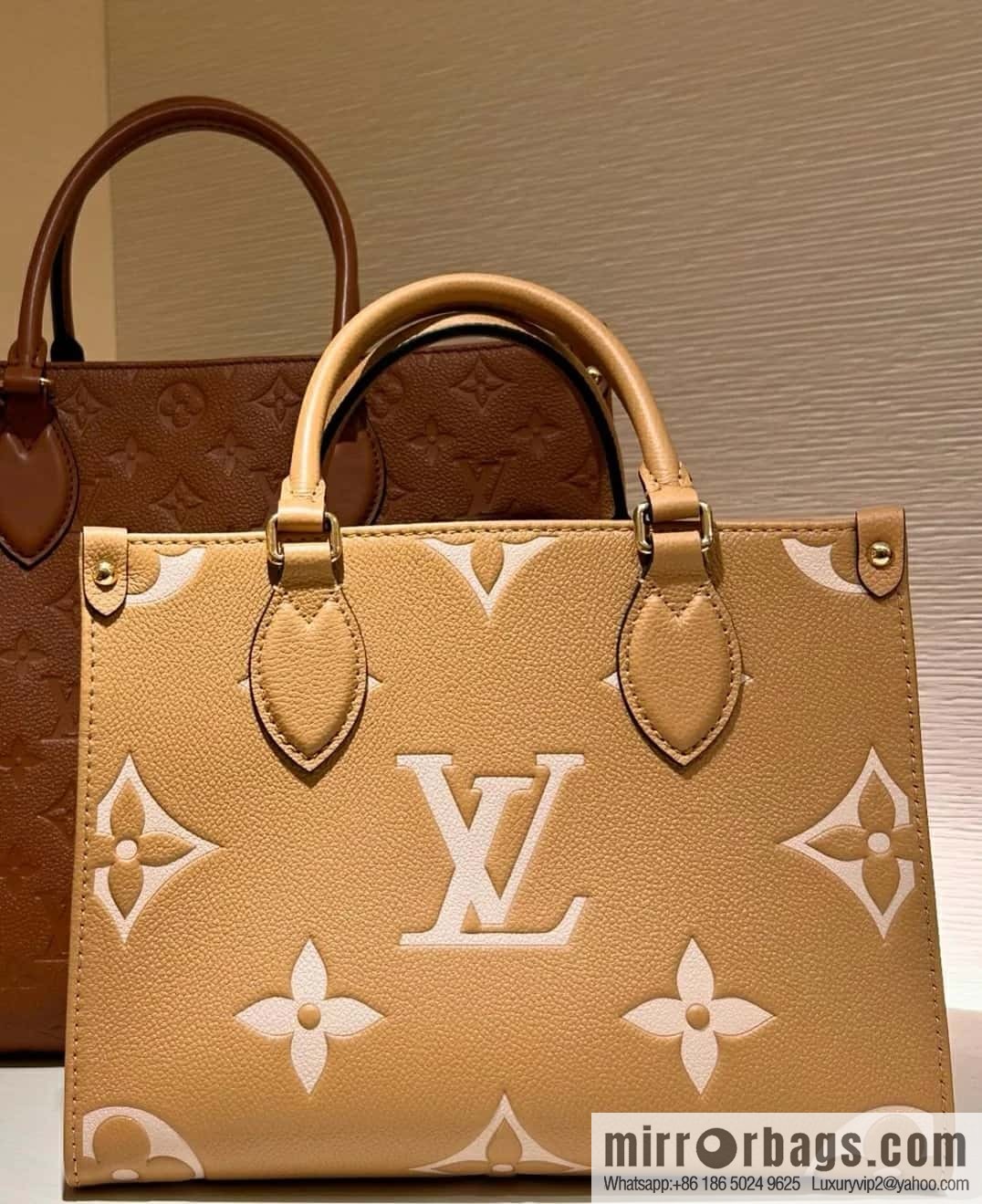 [Boutique‑grade] M12513 light brown, full leather square bag series M45779 M45653 This OnTheGo small handbag