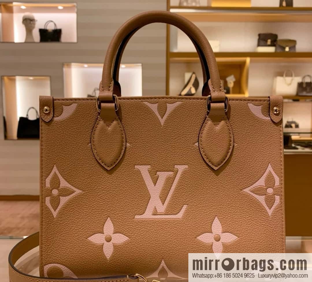 [Boutique‑grade] M12513 light brown, full leather square bag series M45779 M45653 This OnTheGo small handbag