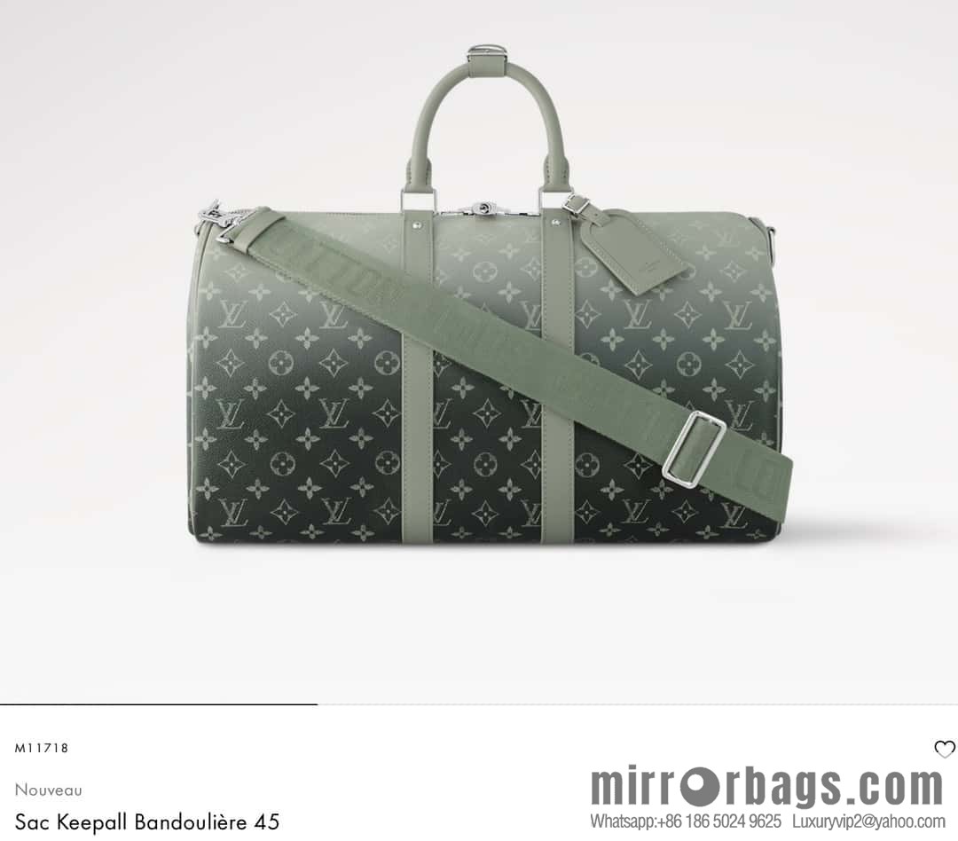 [Premium‑quality] M11718 green gradual change travel bag series Sac Keepall Bandoulière 45 M41418 11718 gradual change green flower