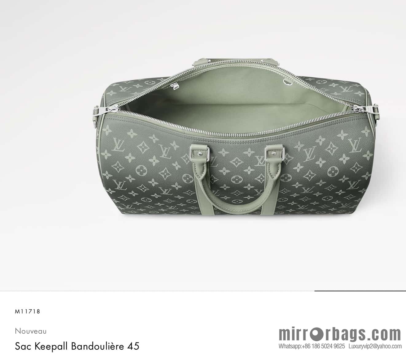 [Premium‑quality] M11718 green gradual change travel bag series Sac Keepall Bandoulière 45 M41418 11718 gradual change green flower