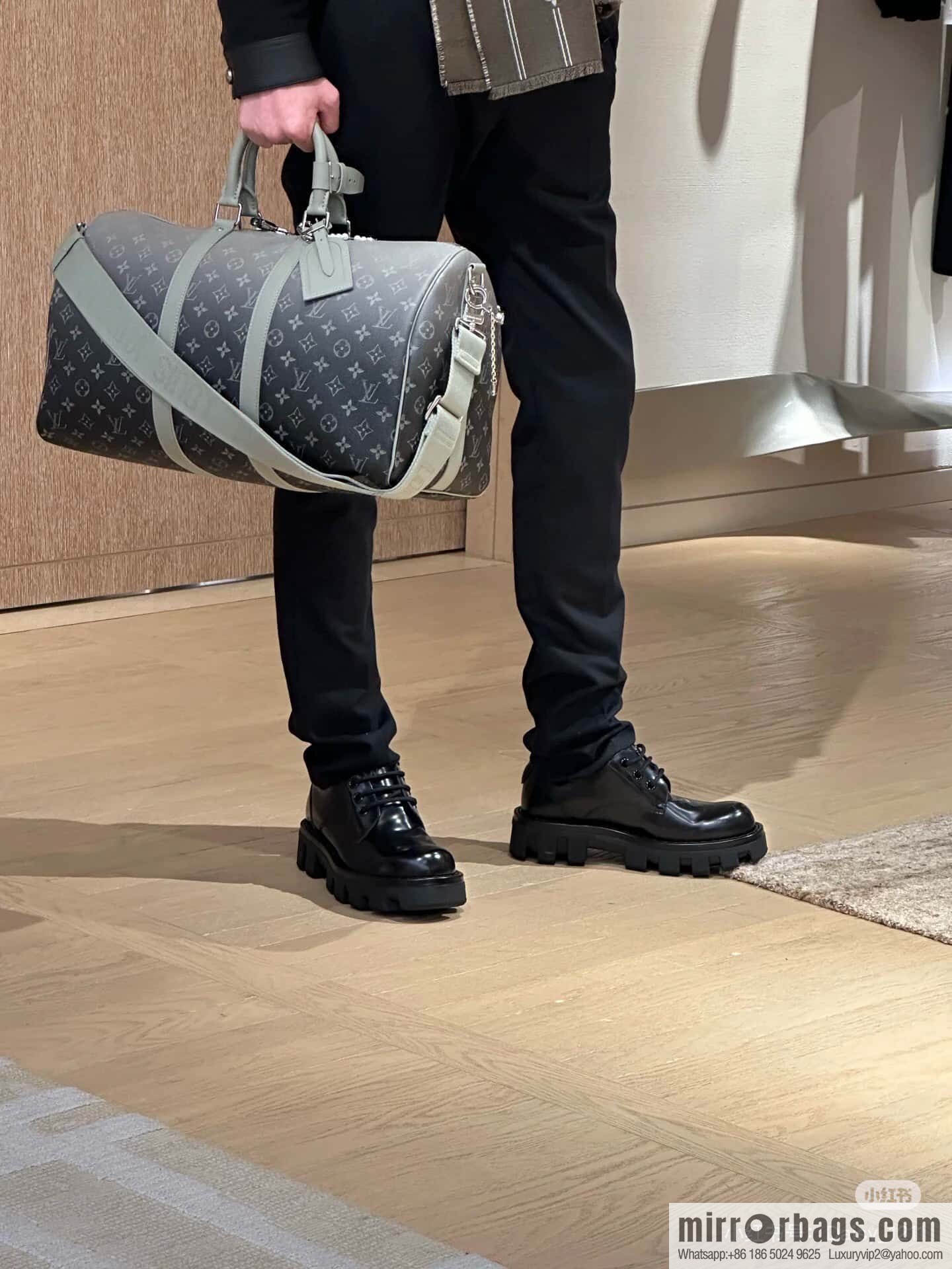 [Premium‑quality] M11718 green gradual change travel bag series Sac Keepall Bandoulière 45 M41418 11718 gradual change green flower