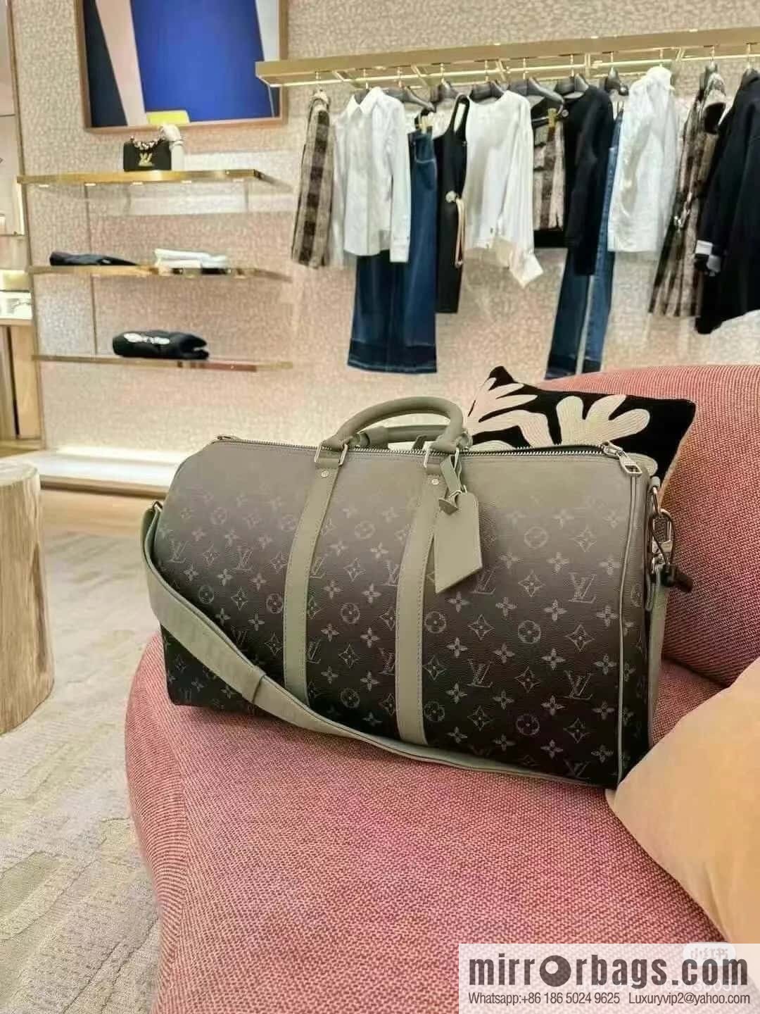 [Premium‑quality] M11718 green gradual change travel bag series Sac Keepall Bandoulière 45 M41418 11718 gradual change green flower