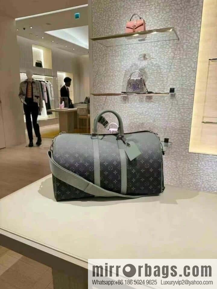 [Premium‑quality] M11718 green gradual change travel bag series Sac Keepall Bandoulière 45 M41418 11718 gradual change green flower