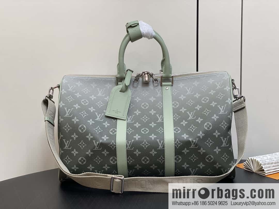 [Premium‑quality] M11718 green gradual change travel bag series Sac Keepall Bandoulière 45 M41418 11718 gradual change green flower