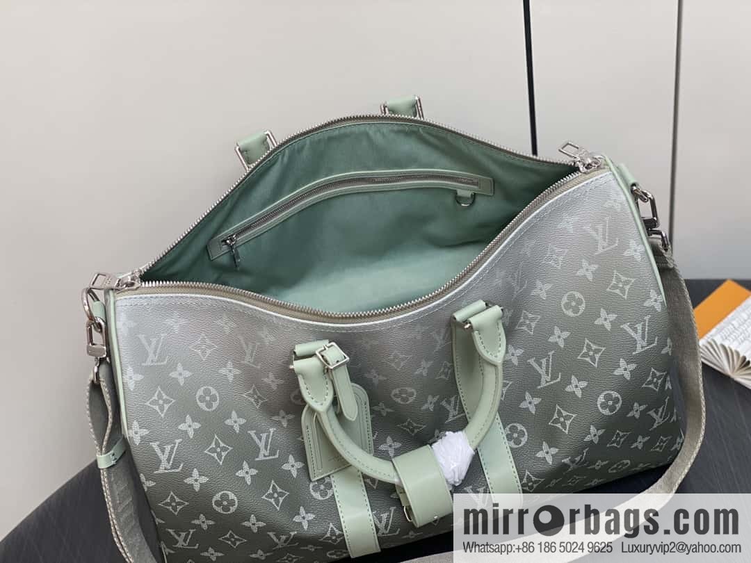 [Premium‑quality] M11718 green gradual change travel bag series Sac Keepall Bandoulière 45 M41418 11718 gradual change green flower