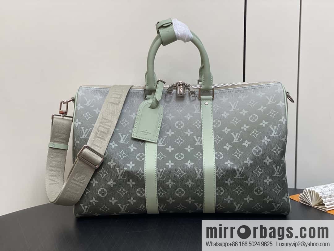 [Premium‑quality] M11718 green gradual change travel bag series Sac Keepall Bandoulière 45 M41418 11718 gradual change green flower