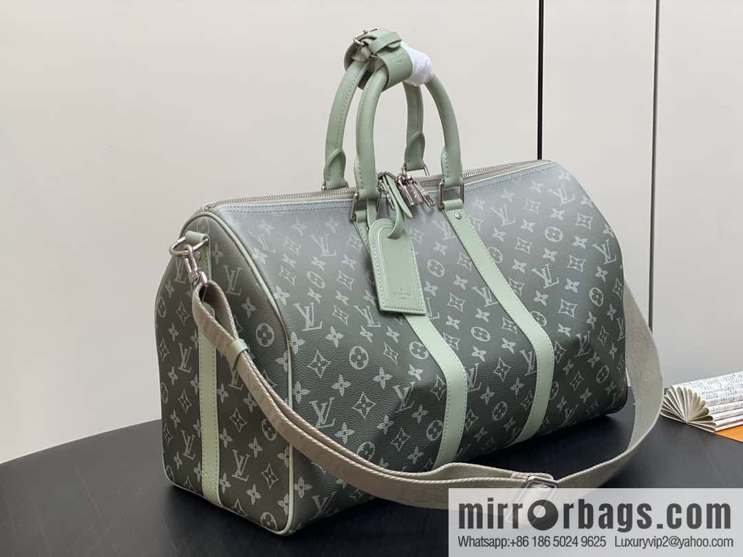 [Premium‑quality] M11718 green gradual change travel bag series Sac Keepall Bandoulière 45 M41418 11718 gradual change green flower