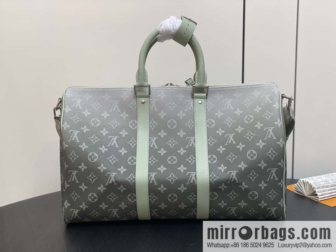 [Premium‑quality] M11718 green gradual change travel bag series Sac Keepall Bandoulière 45 M41418 11718 gradual change green flower