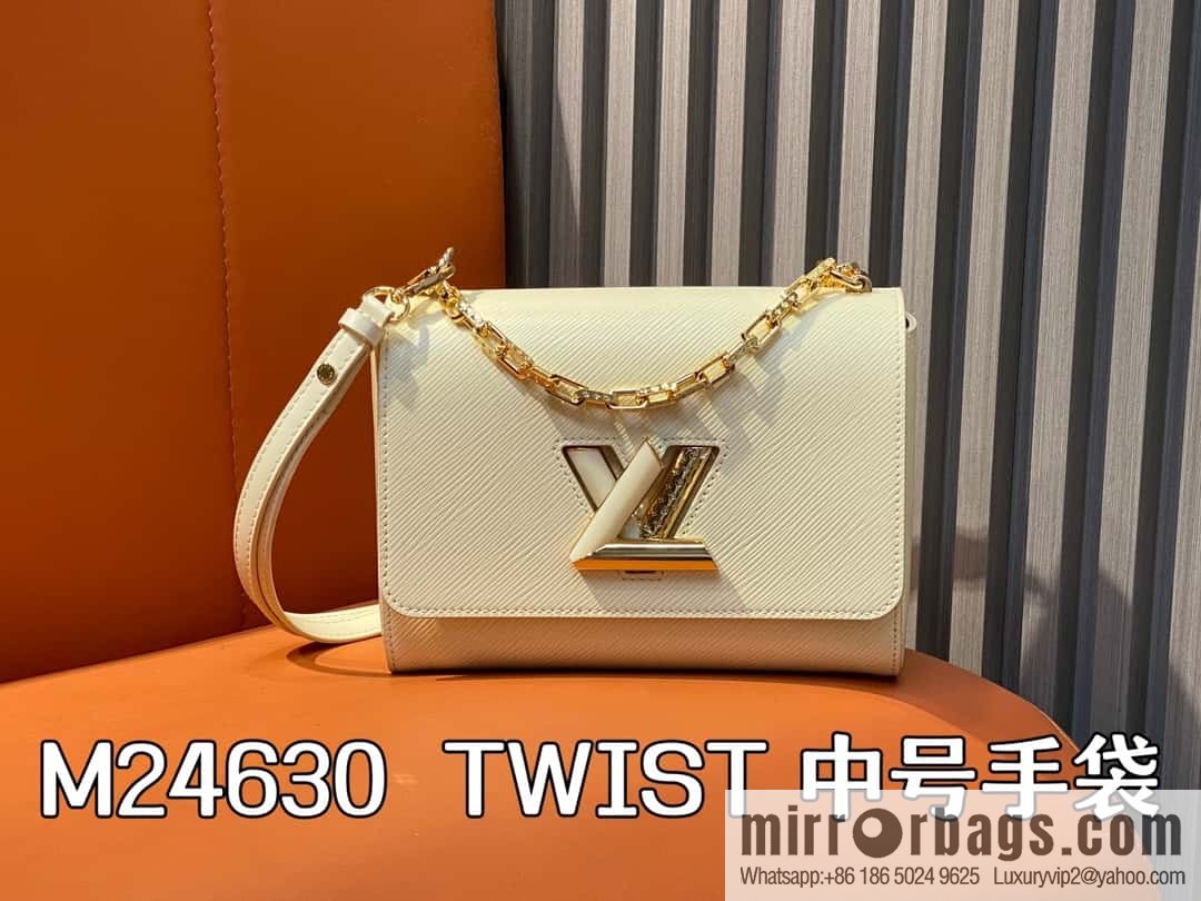 [Boutique‑grade] M24630 meters white, water ripple Twist series TWIST medium handbag M24631 black