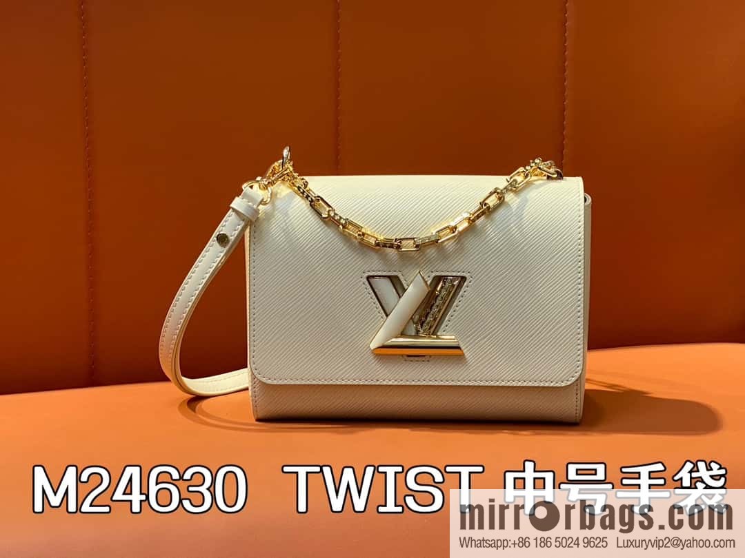 [Boutique‑grade] M24630 meters white, water ripple Twist series TWIST medium handbag M24631 black