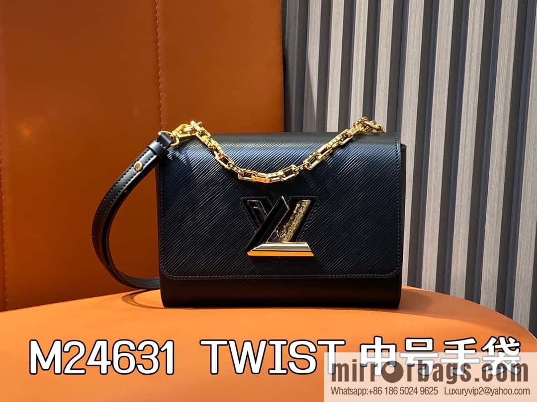 [Boutique‑grade] M24631 black, water ripple Twist series TWIST medium handbag M24630 meters white