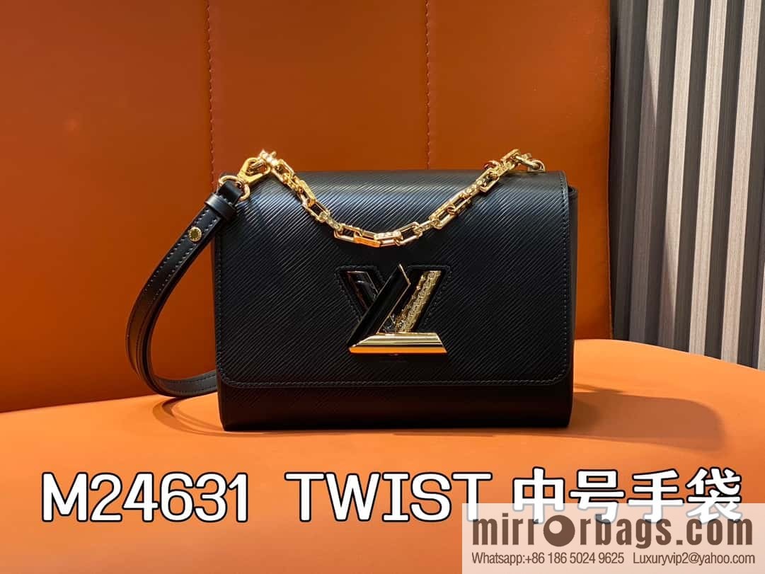 [Boutique‑grade] M24631 black, water ripple Twist series TWIST medium handbag M24630 meters white