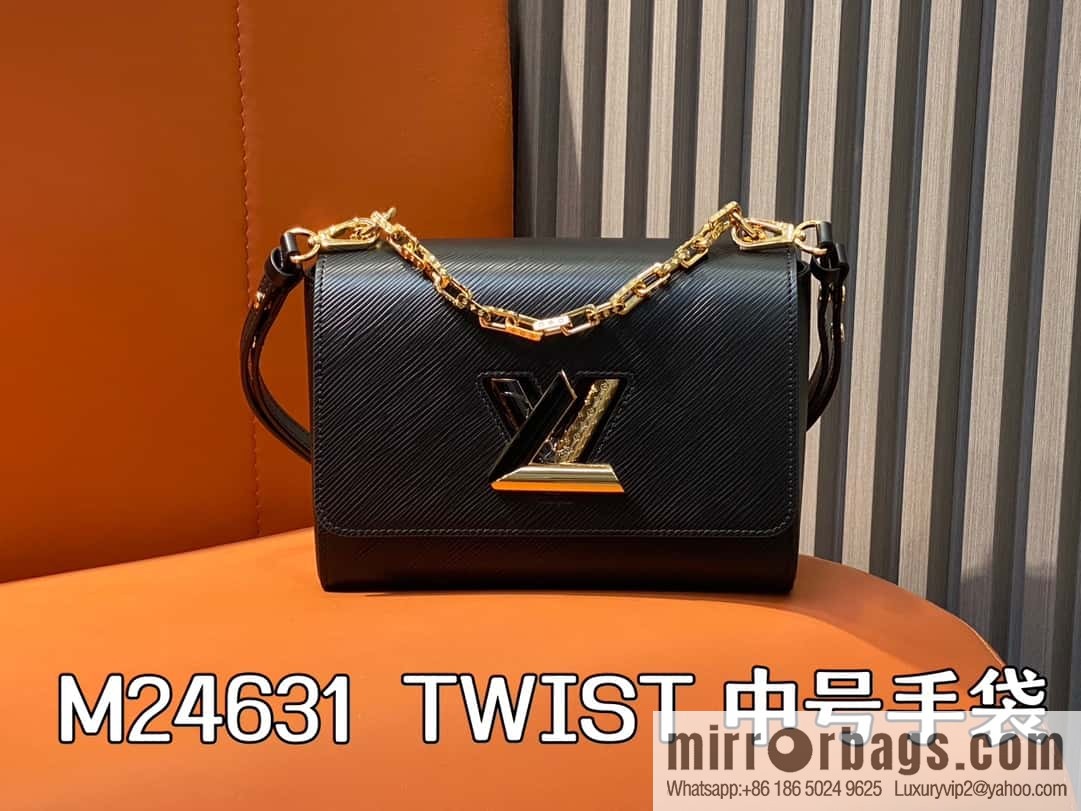 [Boutique‑grade] M24631 black, water ripple Twist series TWIST medium handbag M24630 meters white