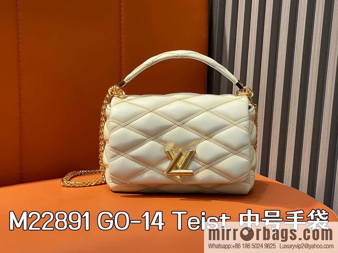 [Boutique‑grade] M22891 meters white, full leather rhombus chain bag series GO-14 Teist medium handbag M23045 M22890
