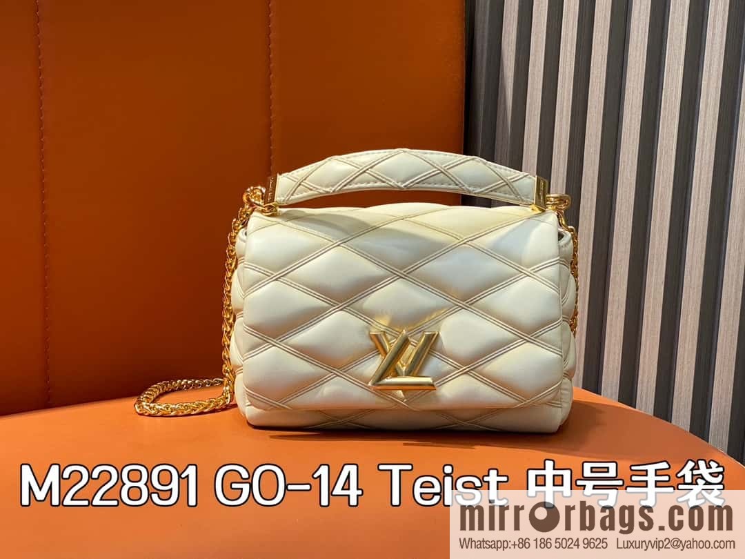 [Boutique‑grade] M22891 meters white, full leather rhombus chain bag series GO-14 Teist medium handbag M23045 M22890