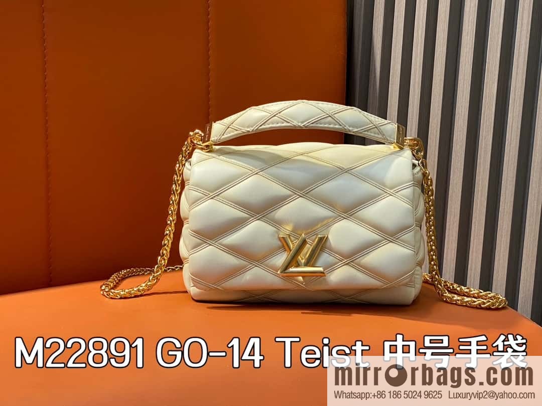 [Boutique‑grade] M22891 meters white, full leather rhombus chain bag series GO-14 Teist medium handbag M23045 M22890