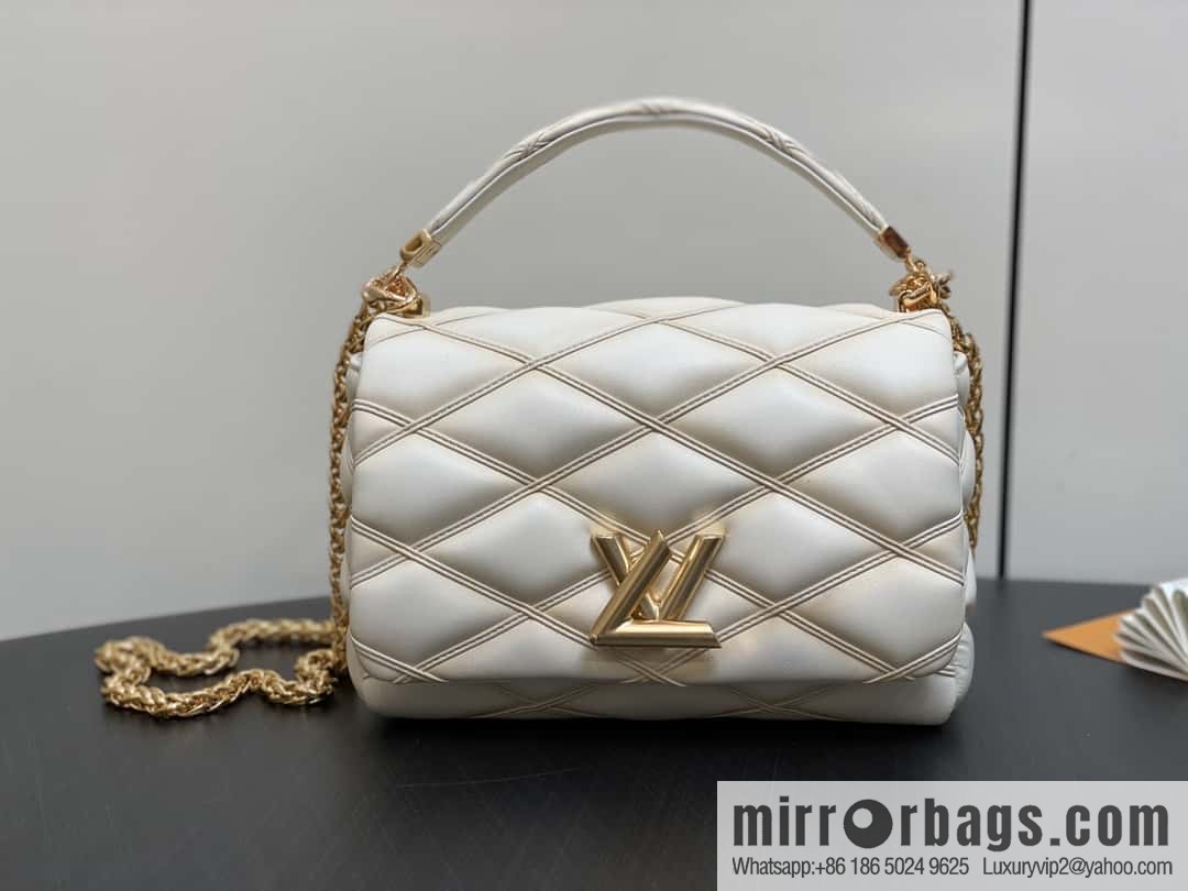 [Boutique‑grade] M22891 meters white, full leather rhombus chain bag series GO-14 Teist medium handbag M23045 M22890