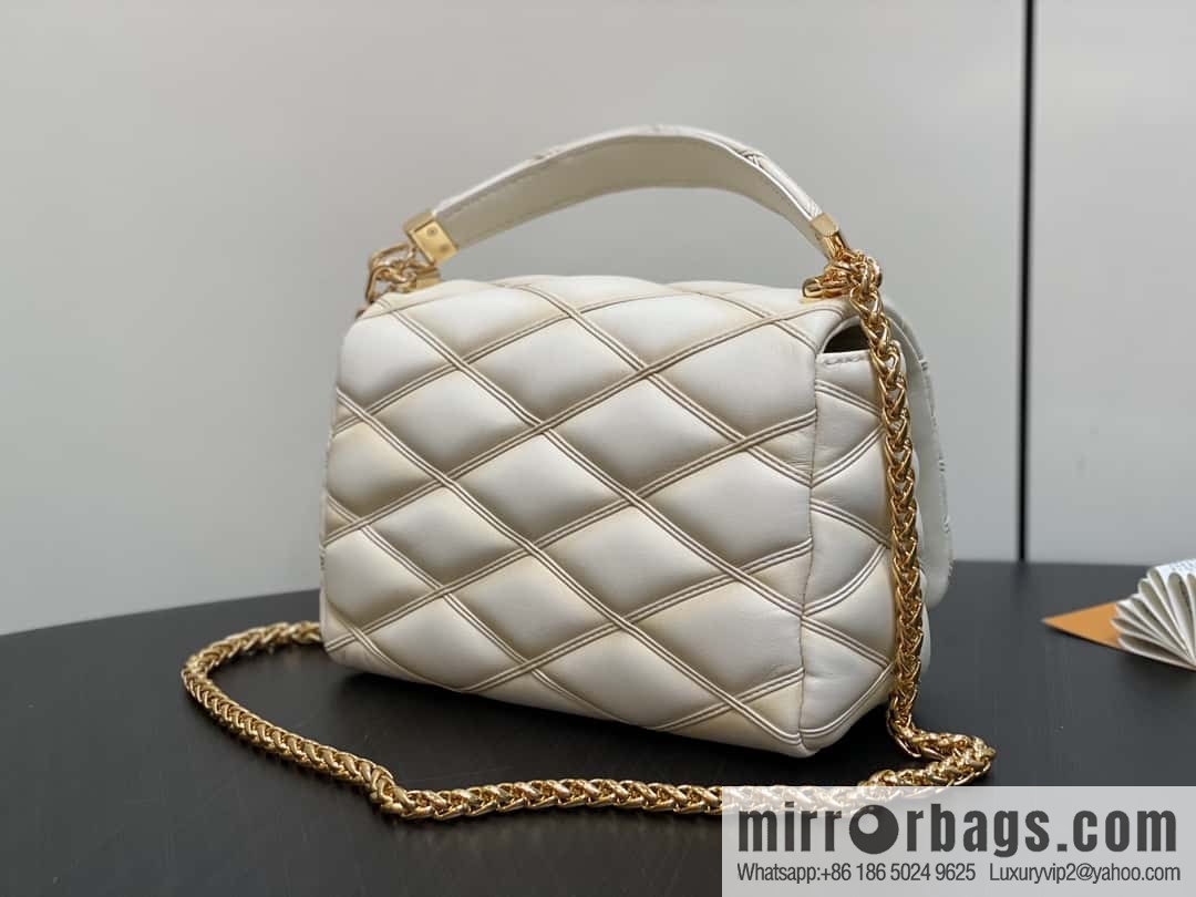 [Boutique‑grade] M22891 meters white, full leather rhombus chain bag series GO-14 Teist medium handbag M23045 M22890