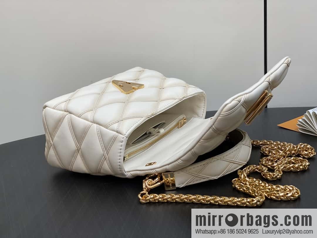[Boutique‑grade] M22891 meters white, full leather rhombus chain bag series GO-14 Teist medium handbag M23045 M22890