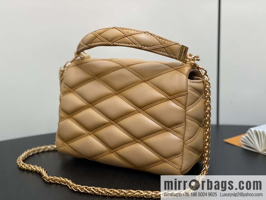[Boutique‑grade] M22891 apricot, full leather rhombus chain bag series GO-14 Teist medium handbag M23045 M22890