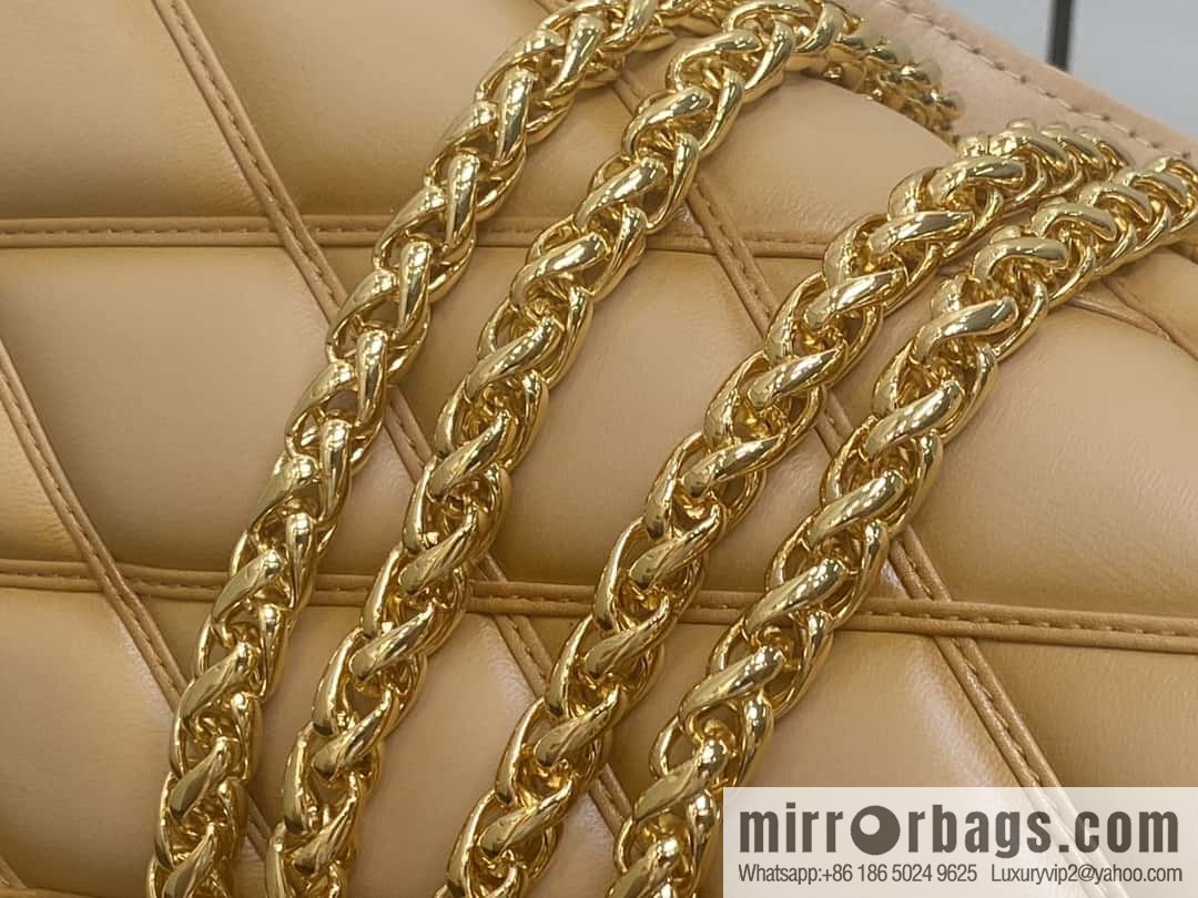 [Boutique‑grade] M22891 apricot, full leather rhombus chain bag series GO-14 Teist medium handbag M23045 M22890
