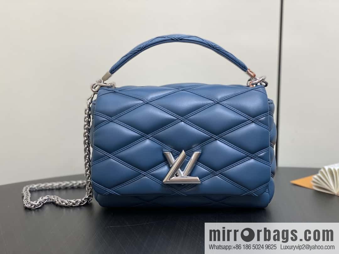 [Boutique‑grade] M22891 denim blue, full leather rhombus chain bag series GO-14 Teist medium handbag M23045 M22890