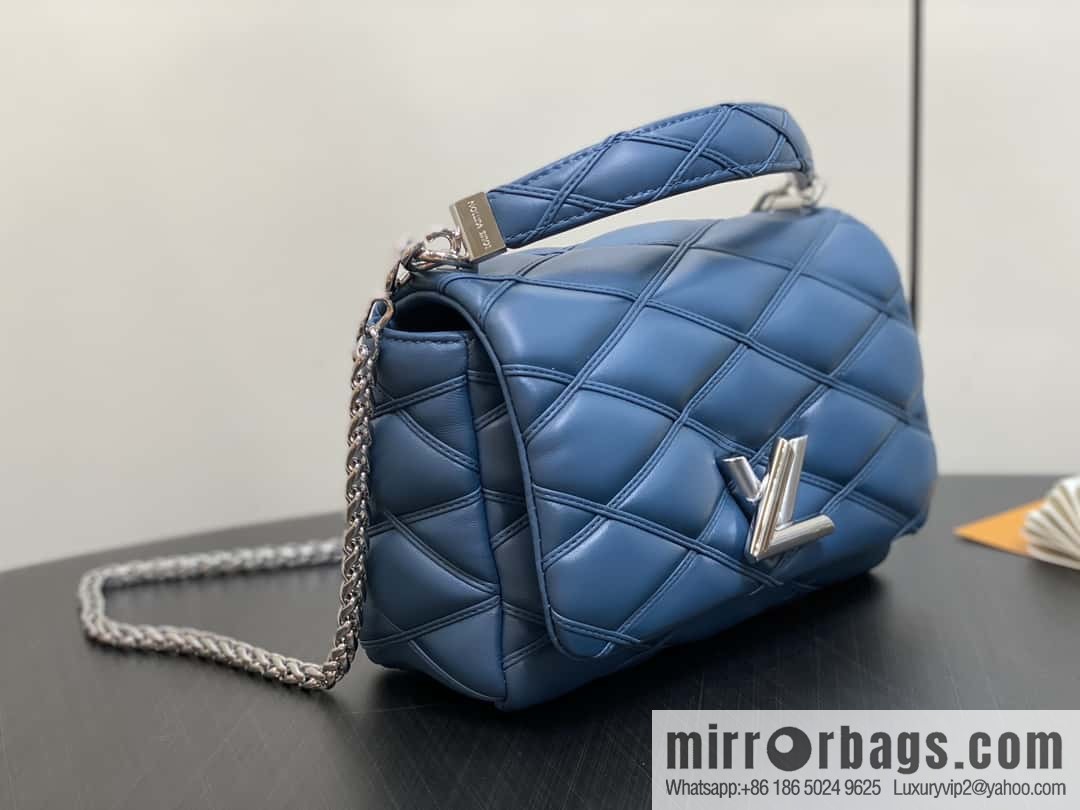 [Boutique‑grade] M22891 denim blue, full leather rhombus chain bag series GO-14 Teist medium handbag M23045 M22890