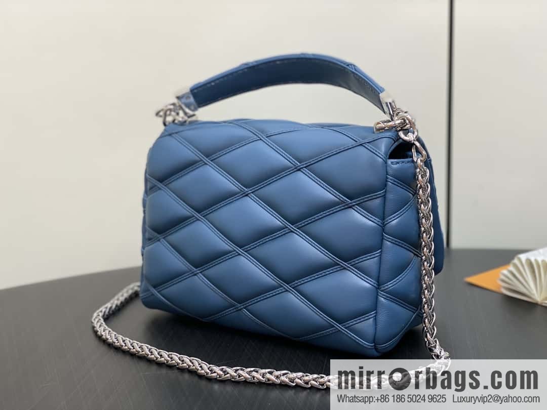 [Boutique‑grade] M22891 denim blue, full leather rhombus chain bag series GO-14 Teist medium handbag M23045 M22890