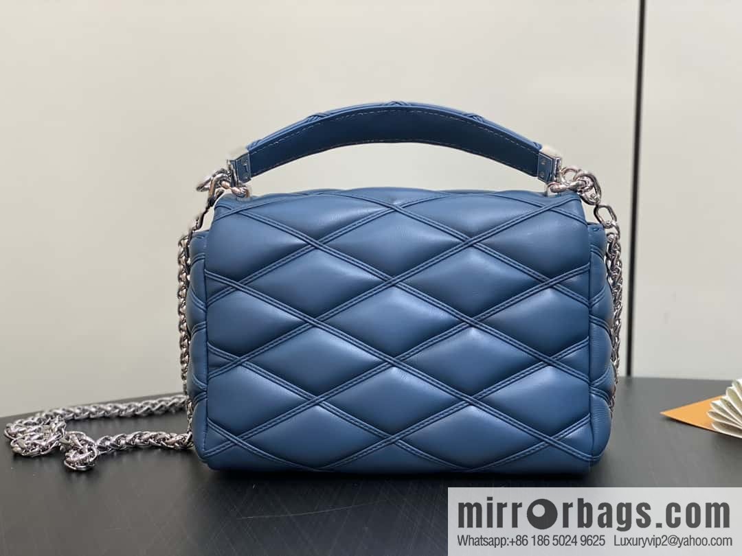 [Boutique‑grade] M22891 denim blue, full leather rhombus chain bag series GO-14 Teist medium handbag M23045 M22890