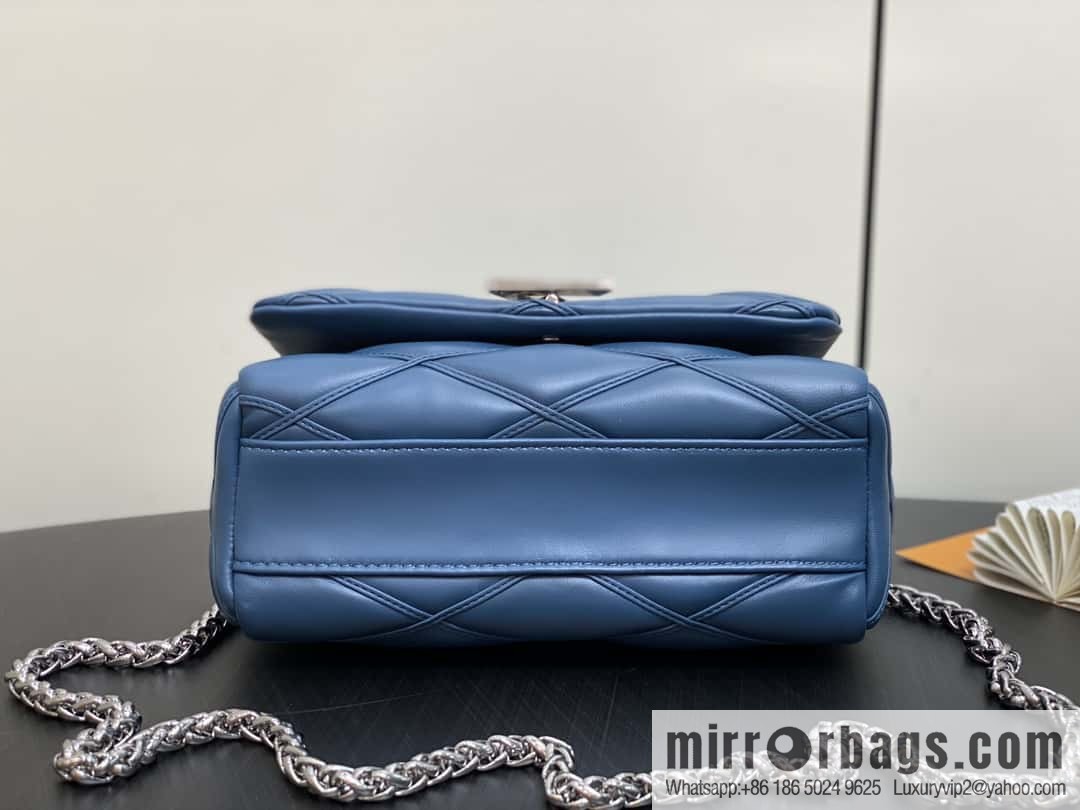 [Boutique‑grade] M22891 denim blue, full leather rhombus chain bag series GO-14 Teist medium handbag M23045 M22890