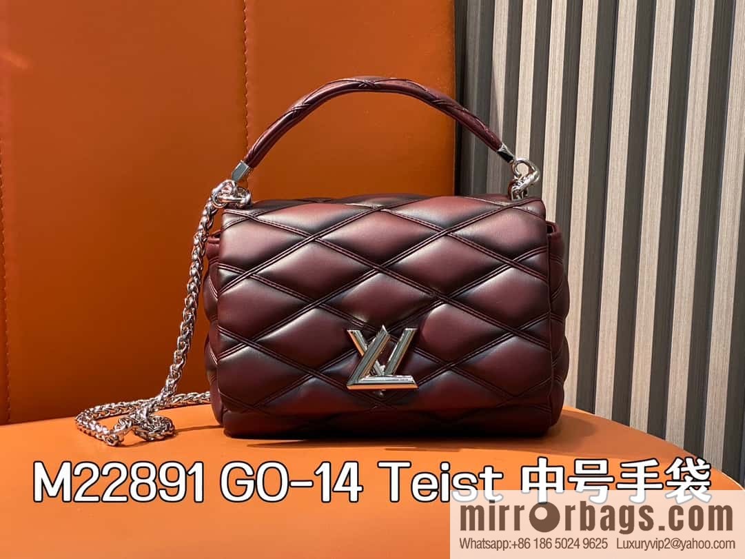 [Boutique‑grade] M22891 denim blue, full leather rhombus chain bag series GO-14 Teist medium handbag M23045 M22890