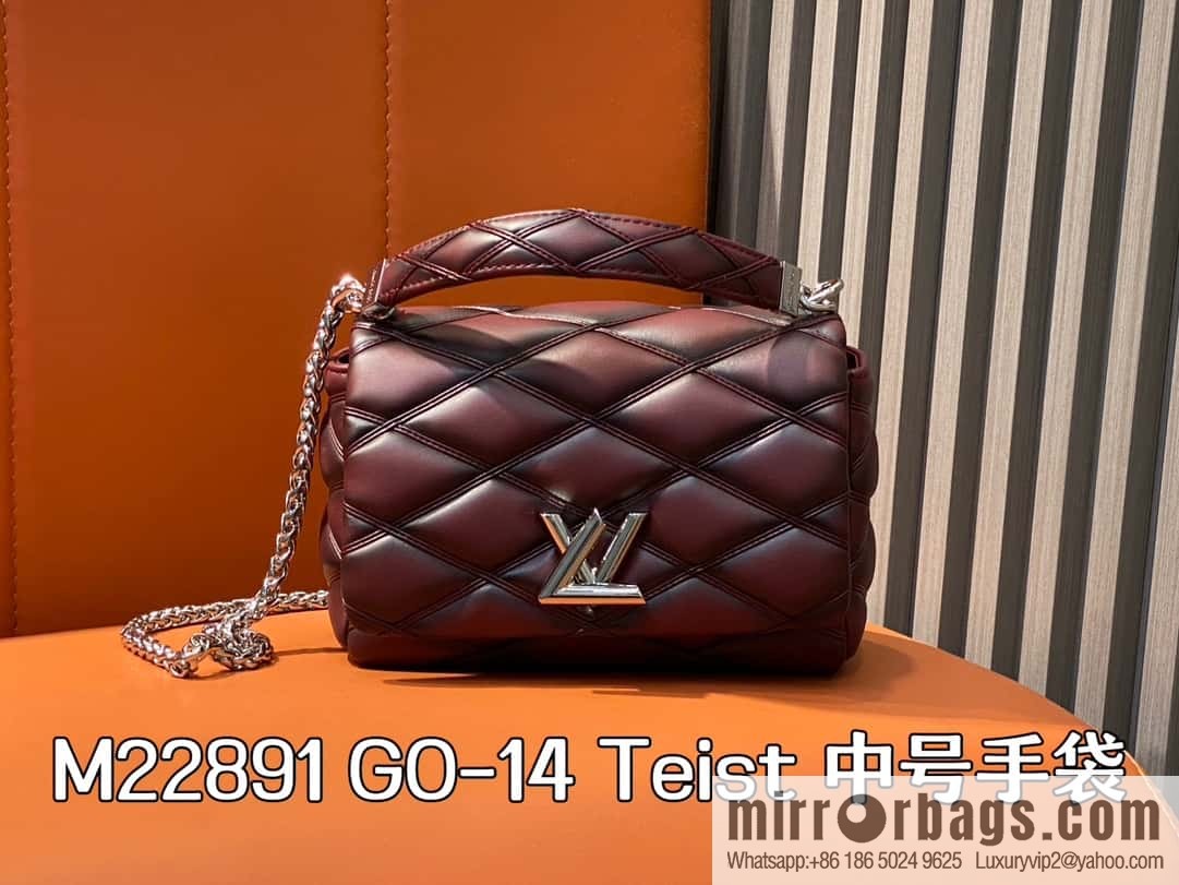 [Boutique‑grade] M22891 denim blue, full leather rhombus chain bag series GO-14 Teist medium handbag M23045 M22890