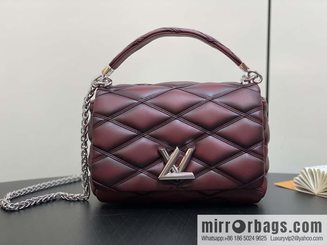 [Boutique‑grade] M22891 denim blue, full leather rhombus chain bag series GO-14 Teist medium handbag M23045 M22890