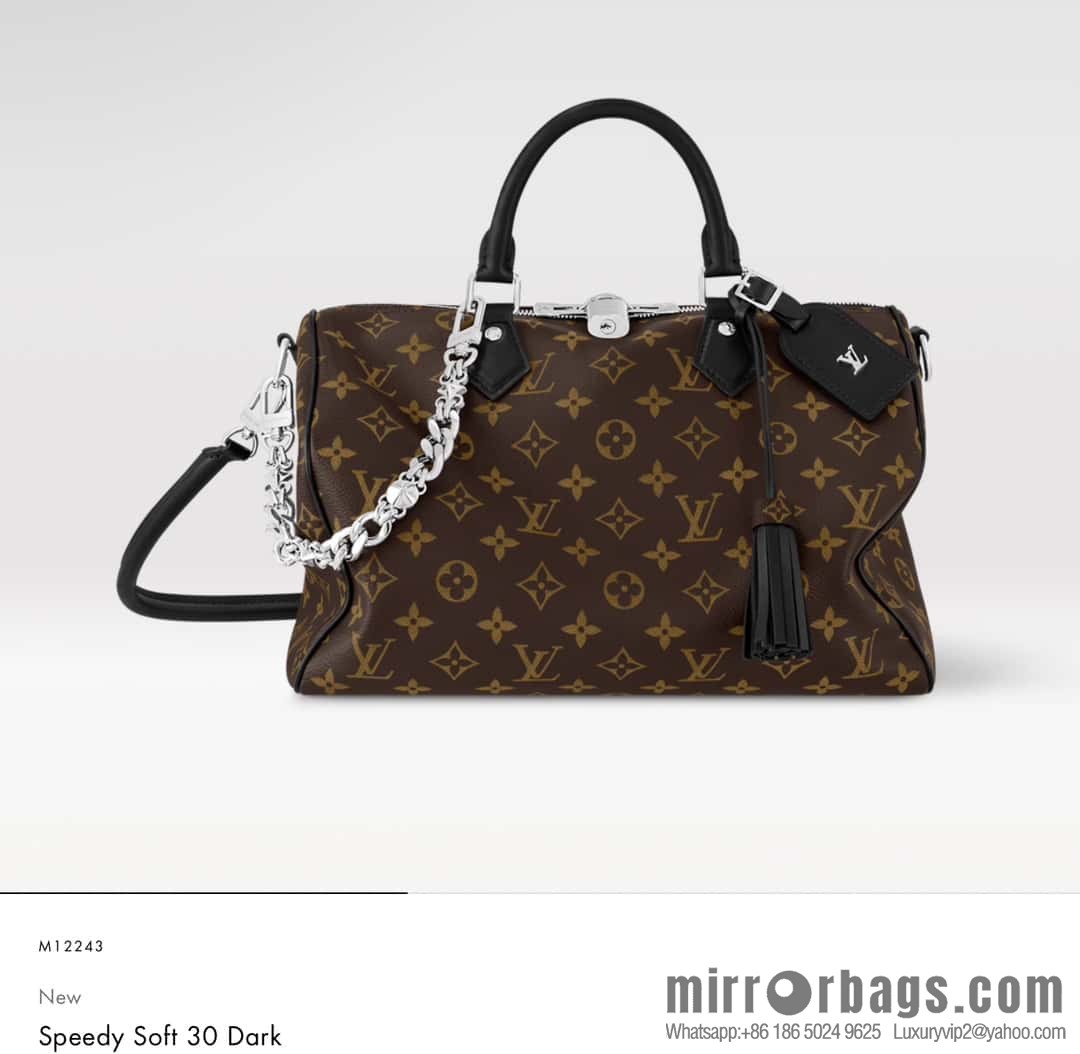 [Boutique‑grade] M12243 presbyopia/black leather, pillow bag speedy series Speedy Soft 30 Dark handbag
