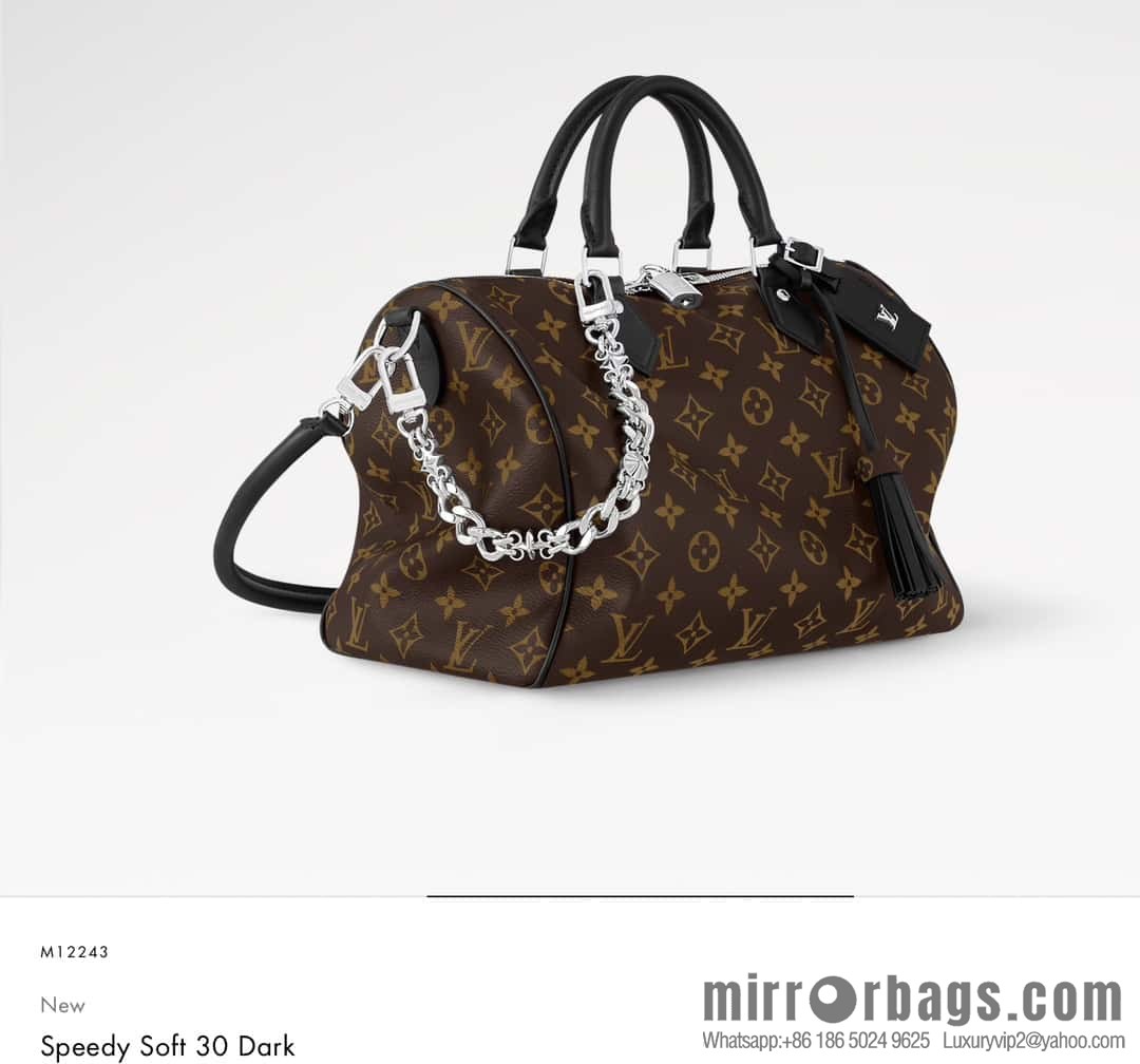 [Boutique‑grade] M12243 presbyopia/black leather, pillow bag speedy series Speedy Soft 30 Dark handbag