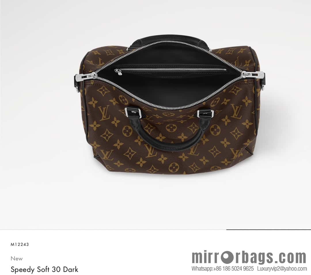 [Boutique‑grade] M12243 presbyopia/black leather, pillow bag speedy series Speedy Soft 30 Dark handbag