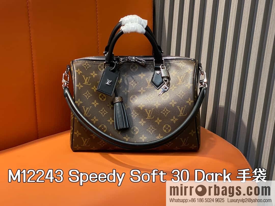 [Boutique‑grade] M12243 presbyopia/black leather, pillow bag speedy series Speedy Soft 30 Dark handbag