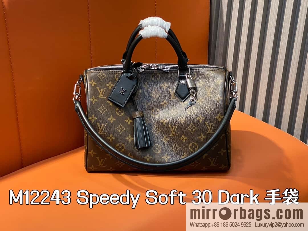 [Boutique‑grade] M12243 presbyopia/black leather, pillow bag speedy series Speedy Soft 30 Dark handbag