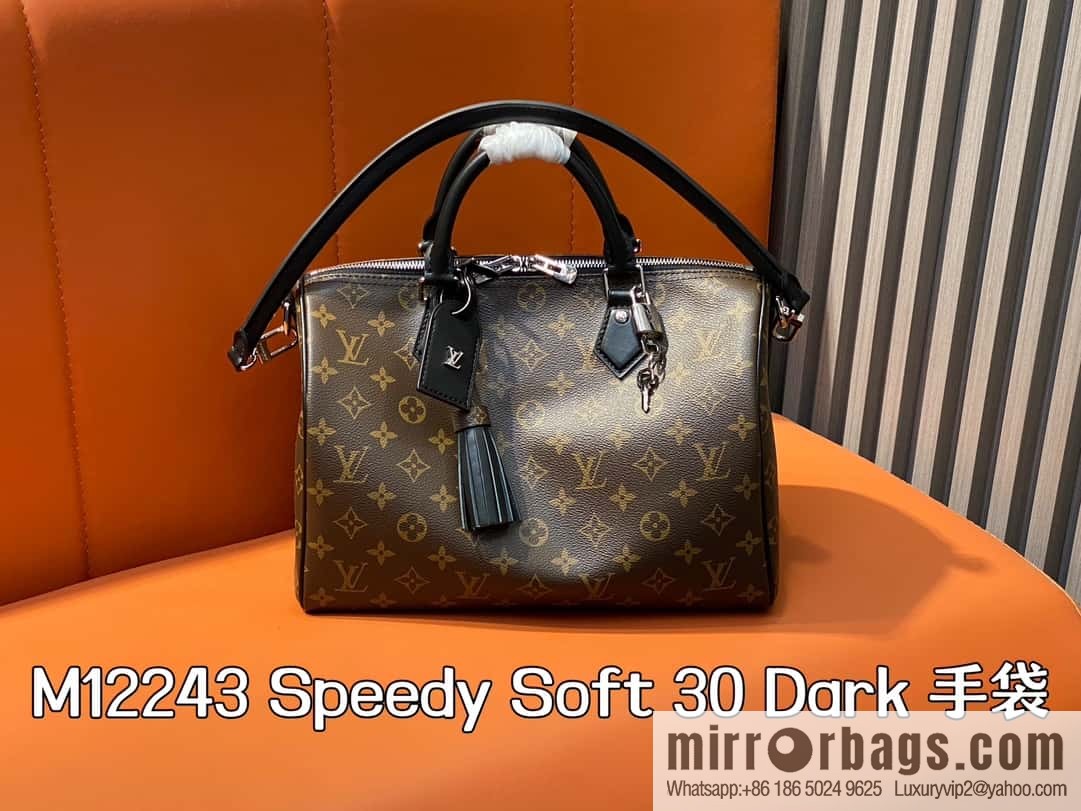 [Boutique‑grade] M12243 presbyopia/black leather, pillow bag speedy series Speedy Soft 30 Dark handbag