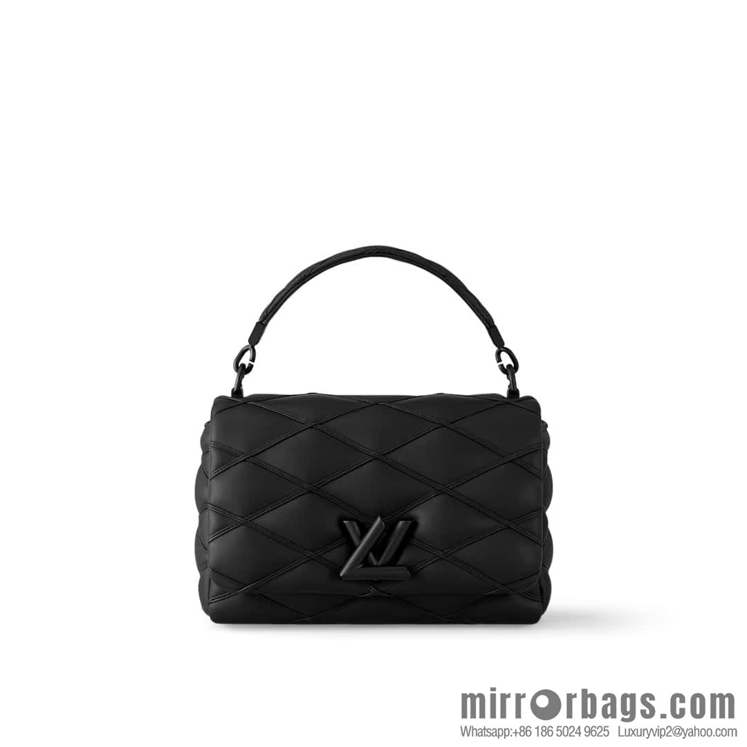 [Boutique‑grade] M11374 black, Darth Vader full leather rhombus chain bag series GO-14 Teist medium handbag